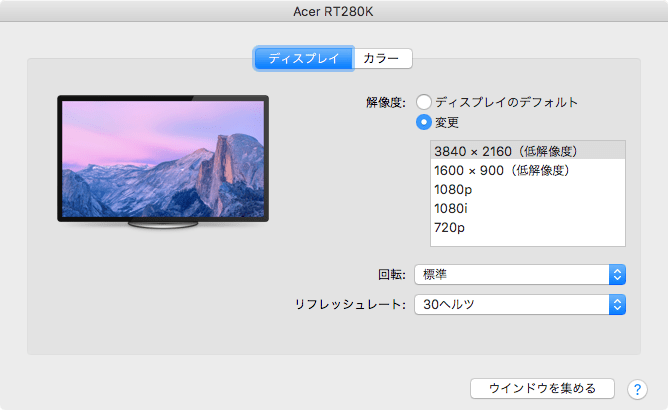 Acer28インチ4Kディスプレイの解像度について
